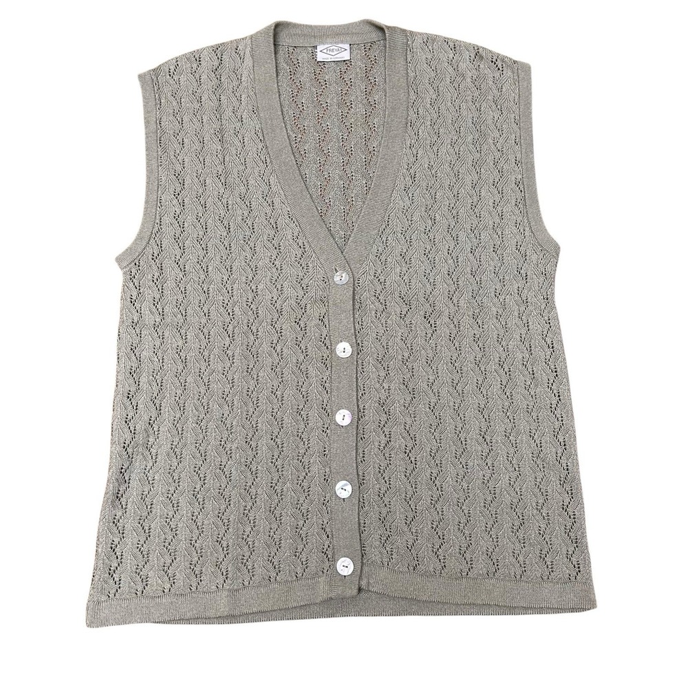Vintage Freya German‎ V-Neck Button Up Sweater Vest Fits Women's Size Medium